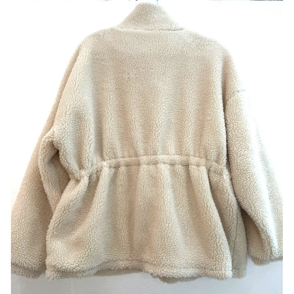 Dazy Size XL Lined Ivory Beige Soft Sherpa Fleece Teddy Drop Shoulder Jacket - Picture 3 of 8
